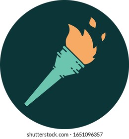 iconic tattoo style image of a lit torch