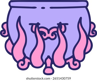 iconic tattoo style image of a lit cauldron in bright neon color