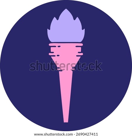 iconic tattoo style image of a lit torch in bright neon color