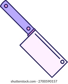 iconic tattoo style image of a meat cleaver in bright neon color