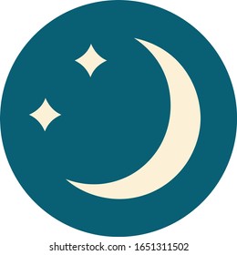 iconic tattoo style image of a moon and stars