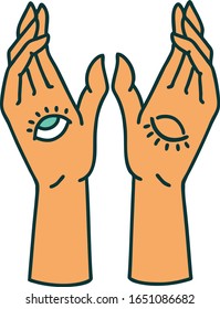 iconic tattoo style image of mystic hands