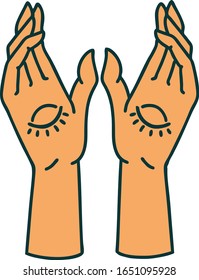 iconic tattoo style image of mystic hands