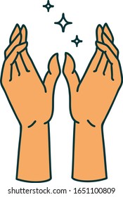 iconic tattoo style image of mystic hands