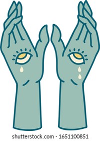 iconic tattoo style image of mystic hands