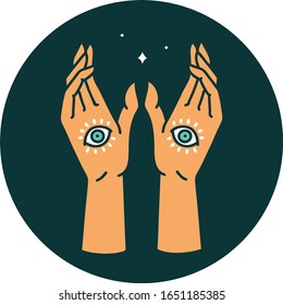 iconic tattoo style image of mystic hands