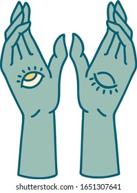 iconic tattoo style image of mystic hands