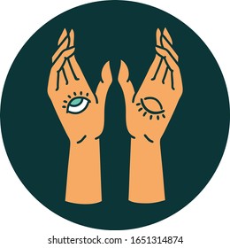 iconic tattoo style image of mystic hands
