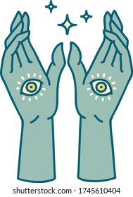 iconic tattoo style image of mystic hands