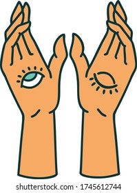 iconic tattoo style image of mystic hands