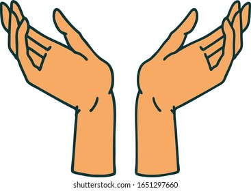 iconic tattoo style image of open hands