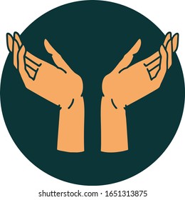 iconic tattoo style image of open hands