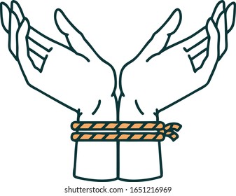 imagen de tatuaje icónico de un par de manos atadas