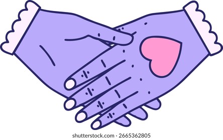 iconic tattoo style image of a pair of hands in bright neon color