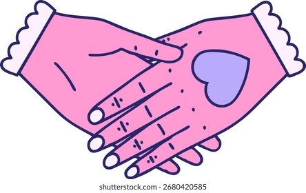 Imagen icónica del estilo del tatuaje de un par de manos en color neón brillante