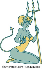 iconic tattoo style image of a pinup devil girl