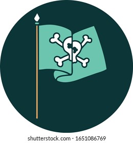 iconic tattoo style image of a pirate flag