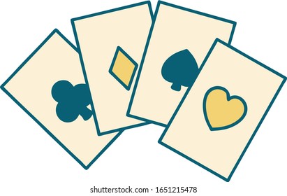 iconic tattoo style image of a run of cards