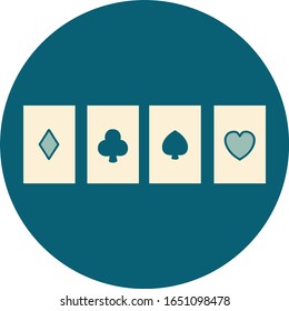 imagen de un conjunto de cartas con un estilo de tatuaje icónico