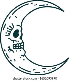 iconic tattoo style image of a skull moon