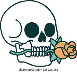 iconic tattoo style image of a skull