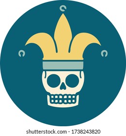 iconic tattoo style image of a skull jester