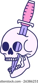 iconic tattoo style image of a skull in bright neon colors