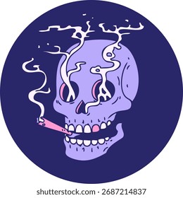 icônica tatuagem estilo imagem de um crânio em cor neon brilhante