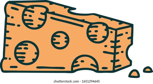 ikonisches Tätowierungsbild einer Scheibe Käse