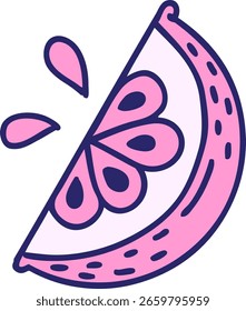 iconic tattoo style image of a slice of lemon in bright neon color