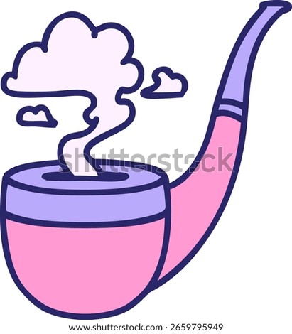 iconic tattoo style image of a smokers pipe in bright neon color