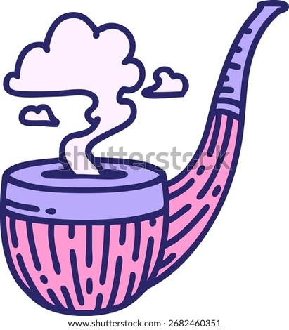 iconic tattoo style image of a smokers pipe in bright neon color