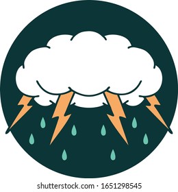 iconic tattoo style image of a storm cloud