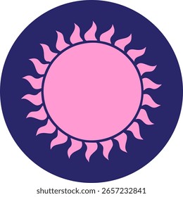 iconic tattoo style image of a sun in bright neon color