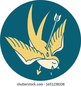 iconic tattoo style image of a swallow crying