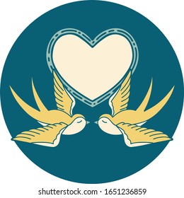 imagen icónica al estilo tatuaje de las golondrinas y un corazón