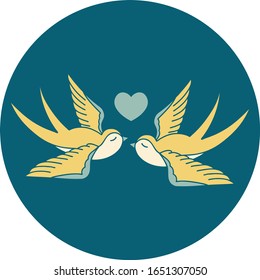 imagen icónica al estilo tatuaje de las golondrinas y un corazón