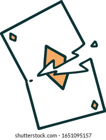 iconic tattoo style image of a torn card