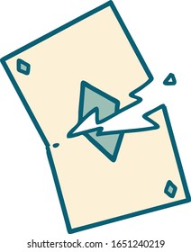 iconic tattoo style image of a torn card