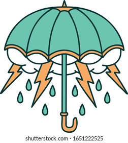 iconic tattoo style image of an umbrella