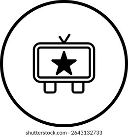 Iconic television symbol inside circle, representing media or broadcasting services