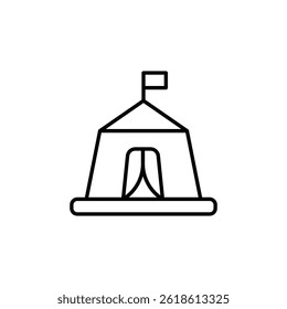 Iconic tent design, simple linear drawing for outdoor adventure themes