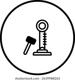 Iconic test of strength game graphic illustration inside a circular frame