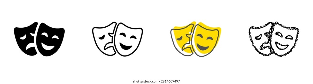 Iconic theatrical masks symbolizing the duality of human emotions and the performing arts