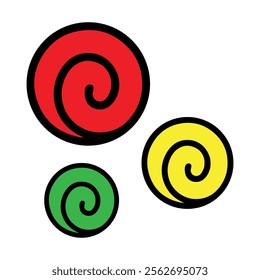 The iconic three-color spiral in the Naruto world depicts an aesthetic element inspired by the vortex of chakra energy.