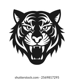 Iconic Tiger Face Silhouette for Bold Designs