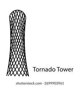 Icónico Tornado Tower Doha Minimal Line Art Silueta de diseño moderno de rascacielos en Qatar