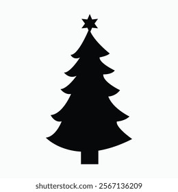 Iconic trees design, Christmas tree clean vector set, minimal Christmas icons collection, Christmas tree minimalistic vector icon Simple flat Pine tree