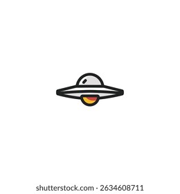 Iconic ufo hovers above sky graphic on clear backdrop