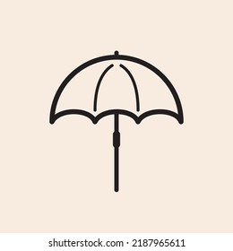 Iconic Umbrella outline vector design with pole.